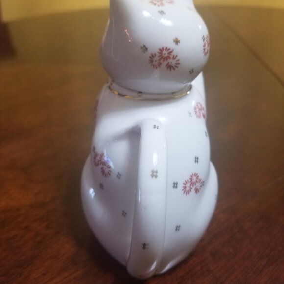 Vintage TEAPOT LUCKY KITTY porcelain white w flowers - Picture 6 of 8